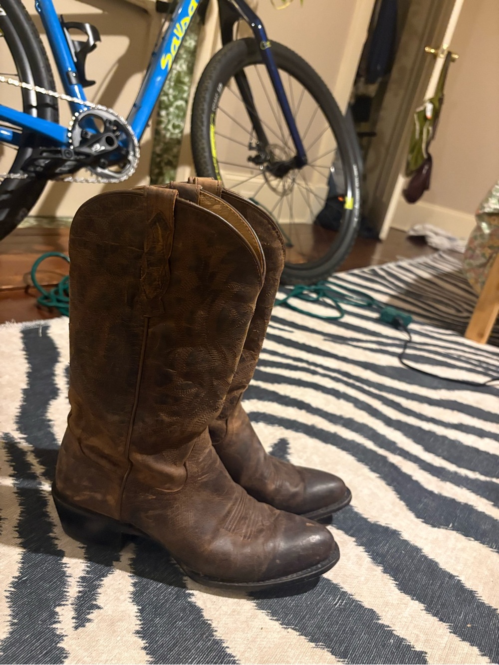 Women's Brown Leather Western Heeled Boots